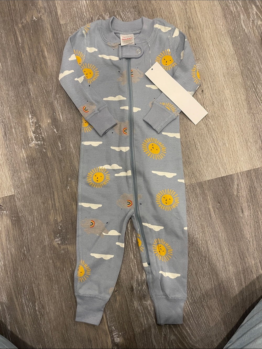 Hanna Andersson Light Blue Sun & Cloud Zip Footie